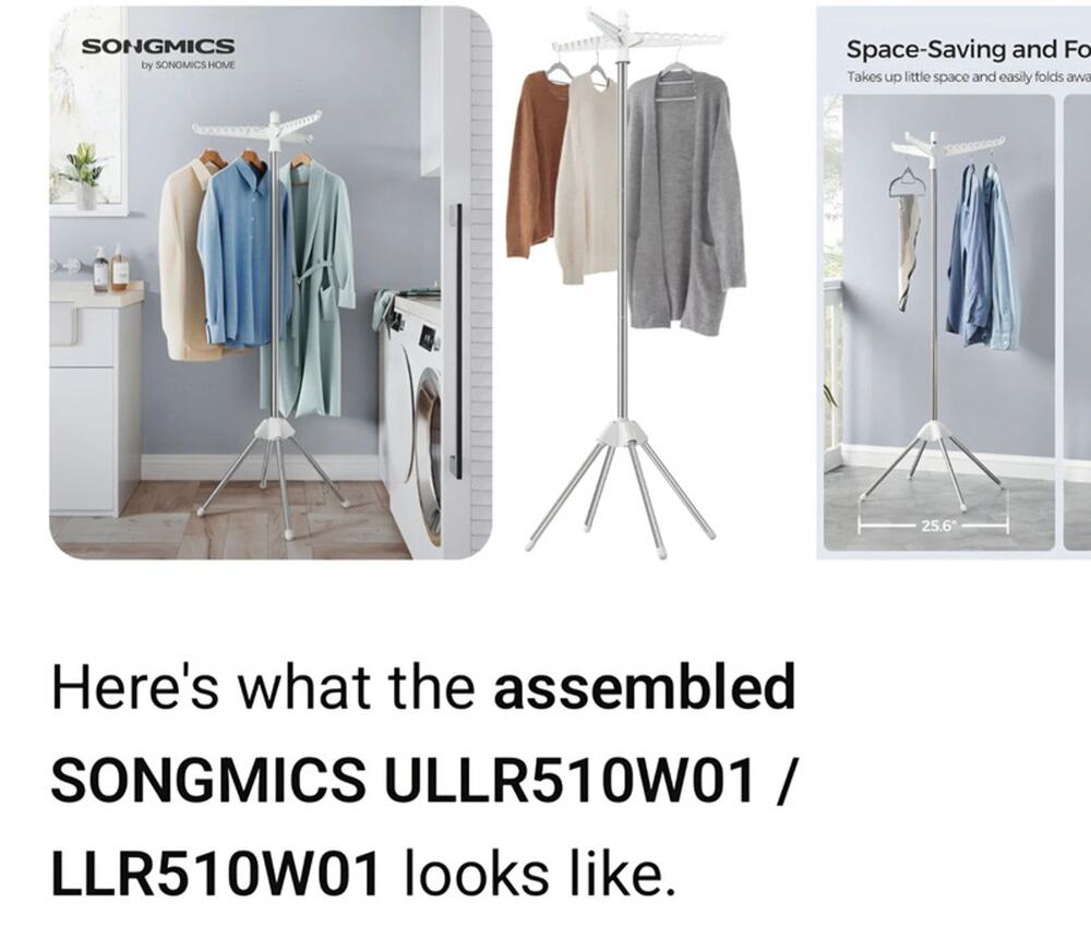 Songmics Foldable Clothes Dryer Rack 2 Tier Laundry Garment Air Dryer Indoor
